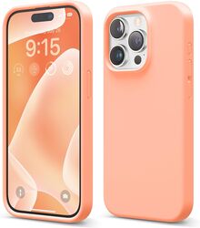 Elago Liquid Silicone for iPhone 15 PRO Case Cover Full Body Protection, Shockproof, Slim, Anti-Scratch Soft Microfiber Lining - Salmon